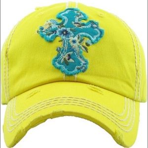 Floral Cross Washed Vintage Ballcap